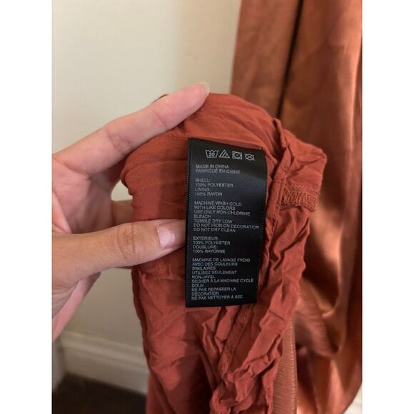 Urban Outfitters Dress Women's Small Burnt Orange Brown Cowl Neck Silk Maxi - Picture 6 of 6